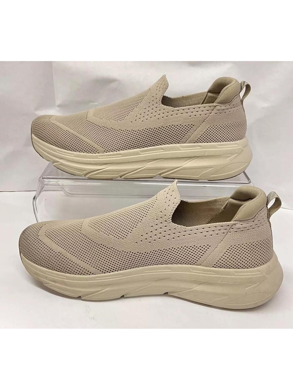 STQ Slip on Walking Shoes Womens 9.5 Hands Free Arch Support Khaki Maternity